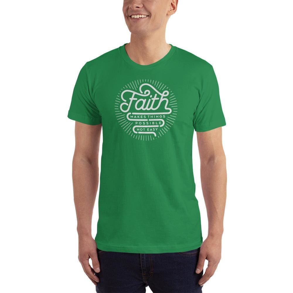 
            
                Load image into Gallery viewer, Mens Faith Makes Things Possible Not Easy Christian T-Shirt - S / Kelly Green - T-Shirts
            
        