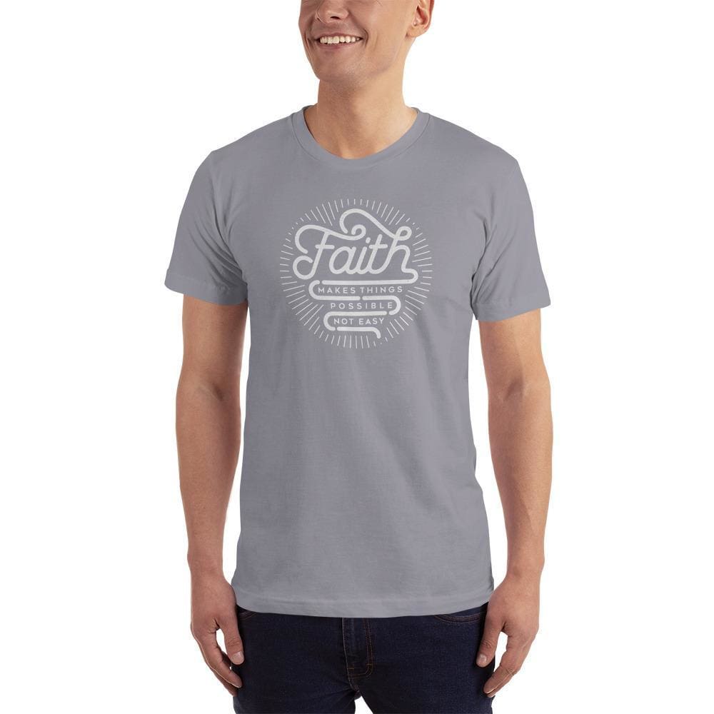 Mens Faith Makes Things Possible Not Easy Christian T-Shirt - S / Slate - T-Shirts