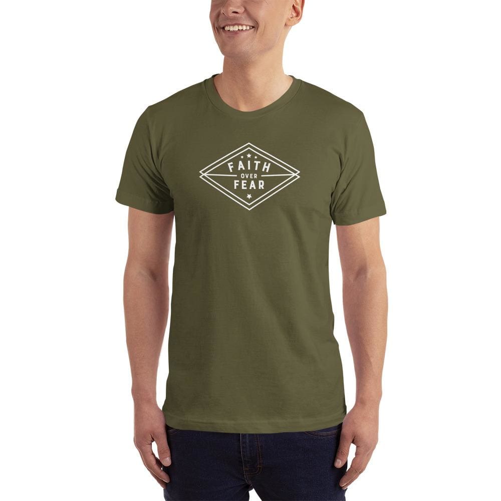 Mens Faith over Fear Diamond T-Shirt - XS / Army - T-Shirts