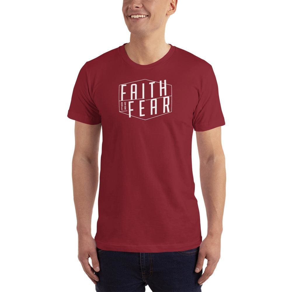 
            
                Load image into Gallery viewer, Mens Faith Over Fear T-Shirt - S / Cranberry - T-Shirts
            
        