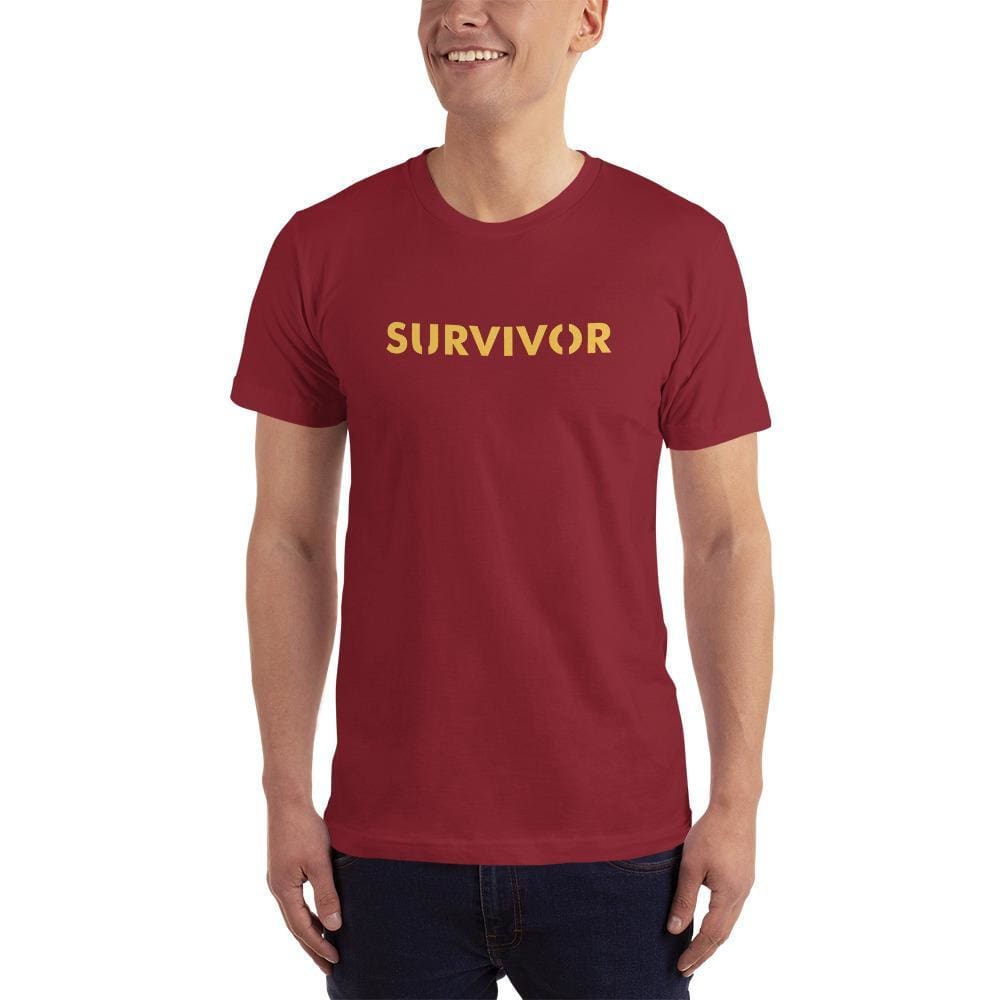 Mens Survivor Short-Sleeve T-Shirt (Yellow Print) - XS / Cranberry - T-Shirts