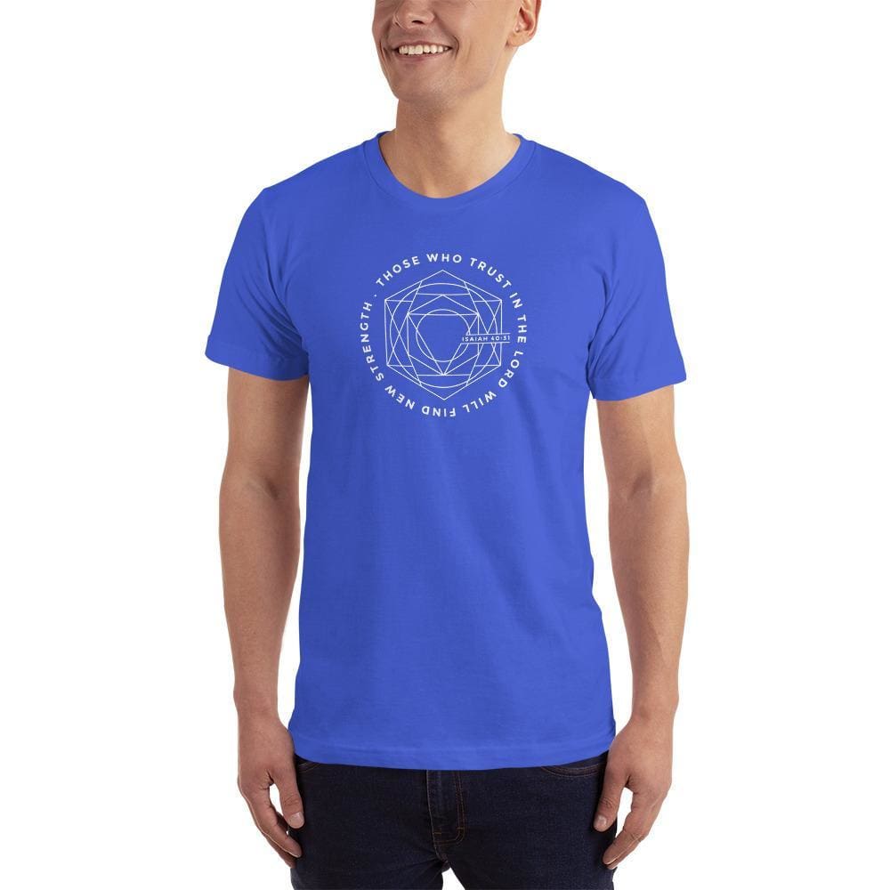 
            
                Load image into Gallery viewer, Mens Those Who Trust in the Lord Will Find New Strength Christian T-Shirt - S / Royal Blue - T-Shirts
            
        