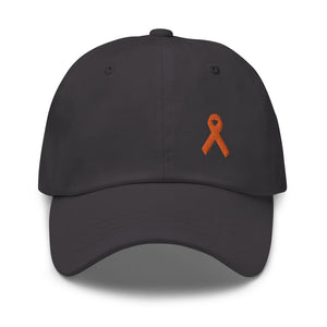 MS Awareness Dad Hat with Orange Ribbon - Dark Grey
