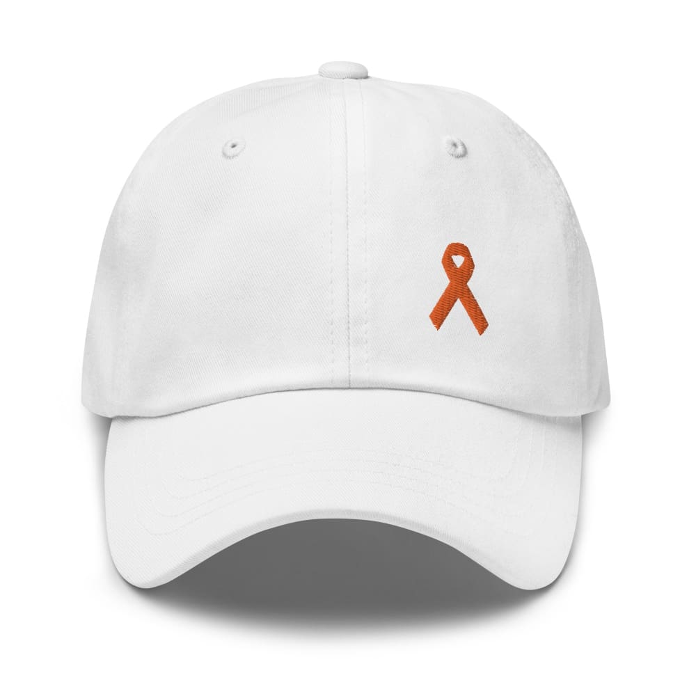 MS Awareness Dad Hat with Orange Ribbon - White