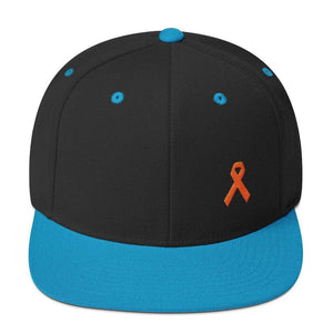 
            
                Load image into Gallery viewer, MS Awareness Flat Brim Snapback Hat - One-size / Black/ Teal - Hats
            
        
