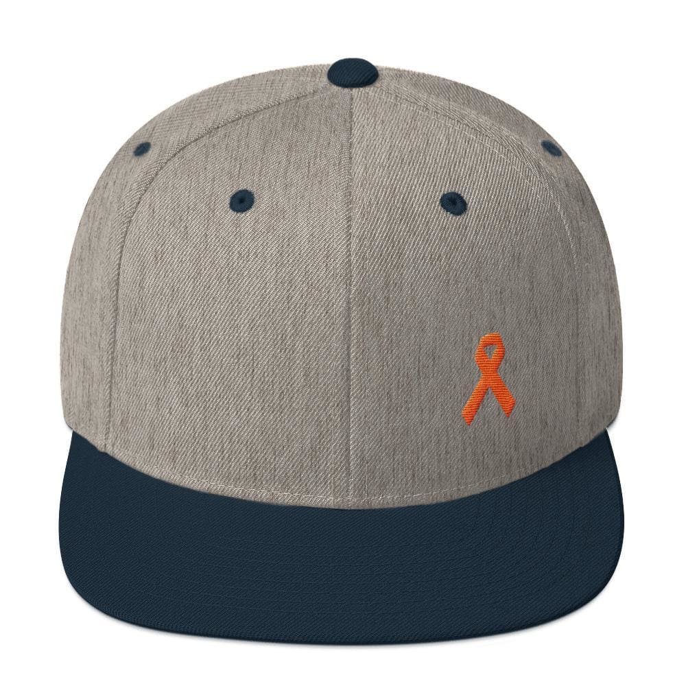 MS Awareness Flat Brim Snapback Hat - One-size / Heather Grey/ Navy - Hats
