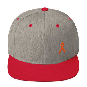 MS Awareness Flat Brim Snapback Hat - One-size / Heather Grey/ Red - Hats