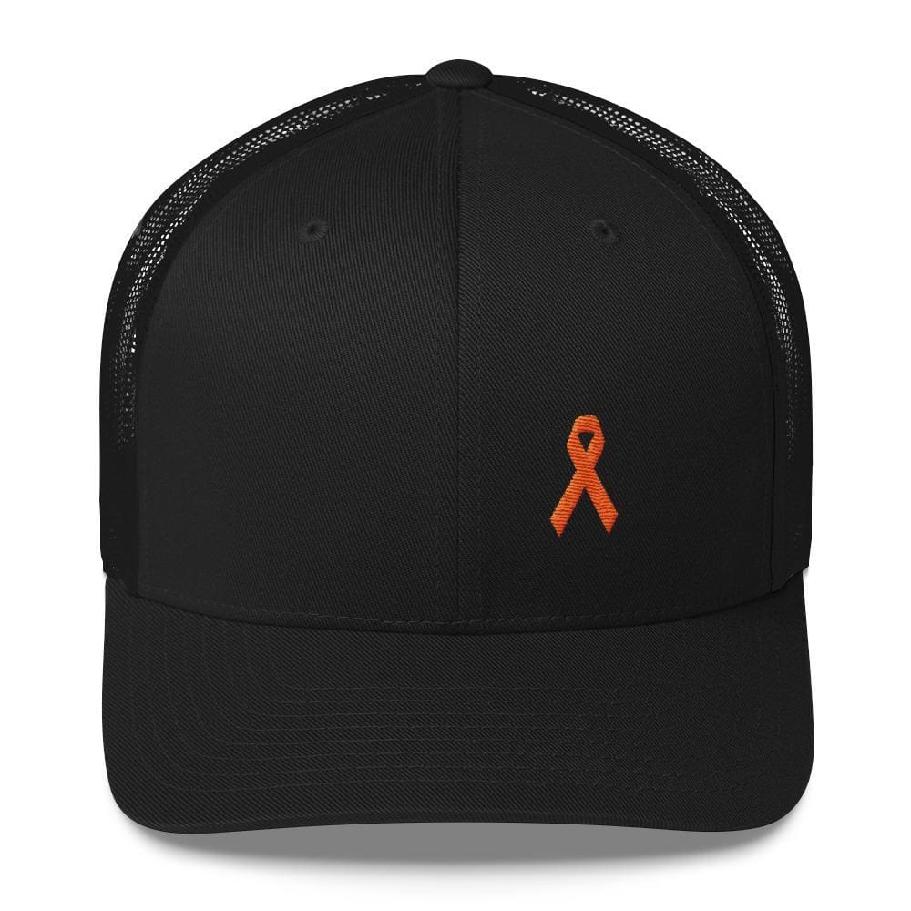 
            
                Load image into Gallery viewer, MS Awareness Orange Ribbon Snapback Trucker Hat - One-size / Black - Hats
            
        