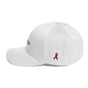 Multiple Myeloma Awareness Twill Flexfit Fitted Hat - Warrior & Burgundy Ribbon - Hats