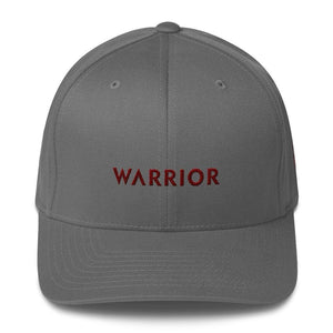 Multiple Myeloma Awareness Twill Flexfit Fitted Hat - Warrior & Burgundy Ribbon - S/M / Grey - Hats