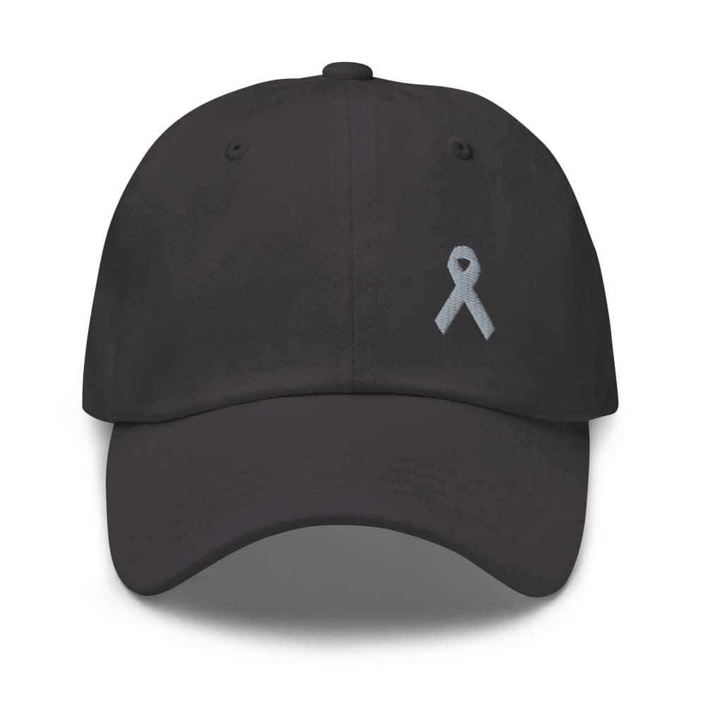 
            
                Load image into Gallery viewer, Parkinson’s Awareness &amp;amp; Brain Tumor Awareness Dad Hat with Grey Ribbon - Dark Grey
            
        