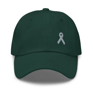 Parkinson’s Awareness & Brain Tumor Awareness Dad Hat with Grey Ribbon - Spruce