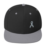 Parkinson's Awareness & Brain Tumor Awareness Flat Brim Snapback Hat with Grey Ribbon