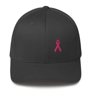
            
                Load image into Gallery viewer, Pink Ribbon Fitted Flexfit Hat - Breast Cancer Awareness Hat - S/m / Dark Grey - Hats
            
        