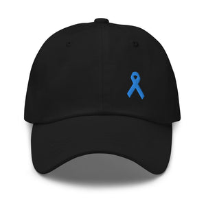 Prostate Cancer Awareness Dad Hat with Light Blue Ribbon - Black