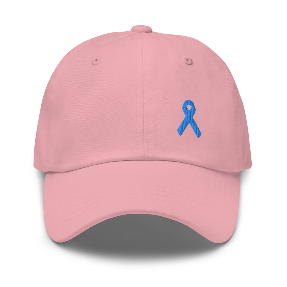 Prostate Cancer Awareness Dad Hat with Light Blue Ribbon - Pink