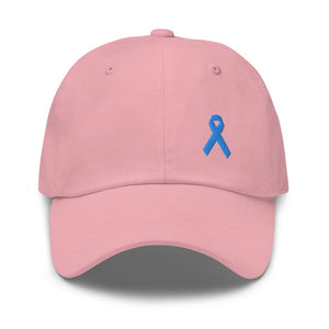 Prostate Cancer Awareness Dad Hat with Light Blue Ribbon - Pink
