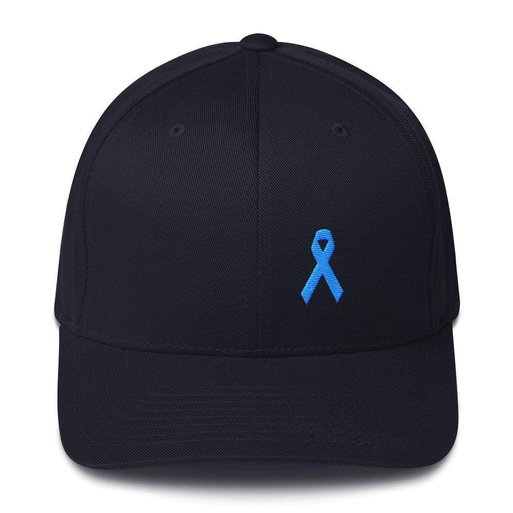 Prostate Cancer Awareness Fitted Hat with Light Blue Ribbon