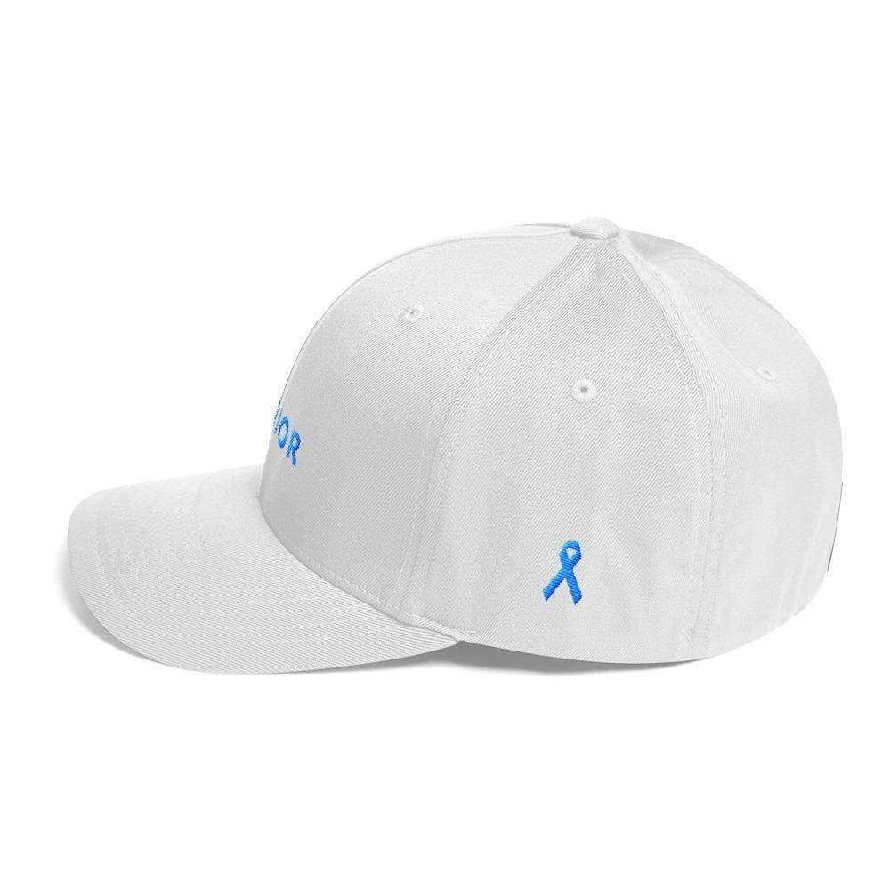 Prostate Cancer Awareness Hat With Warrior & Light Blue Ribbon On The Side - Hats