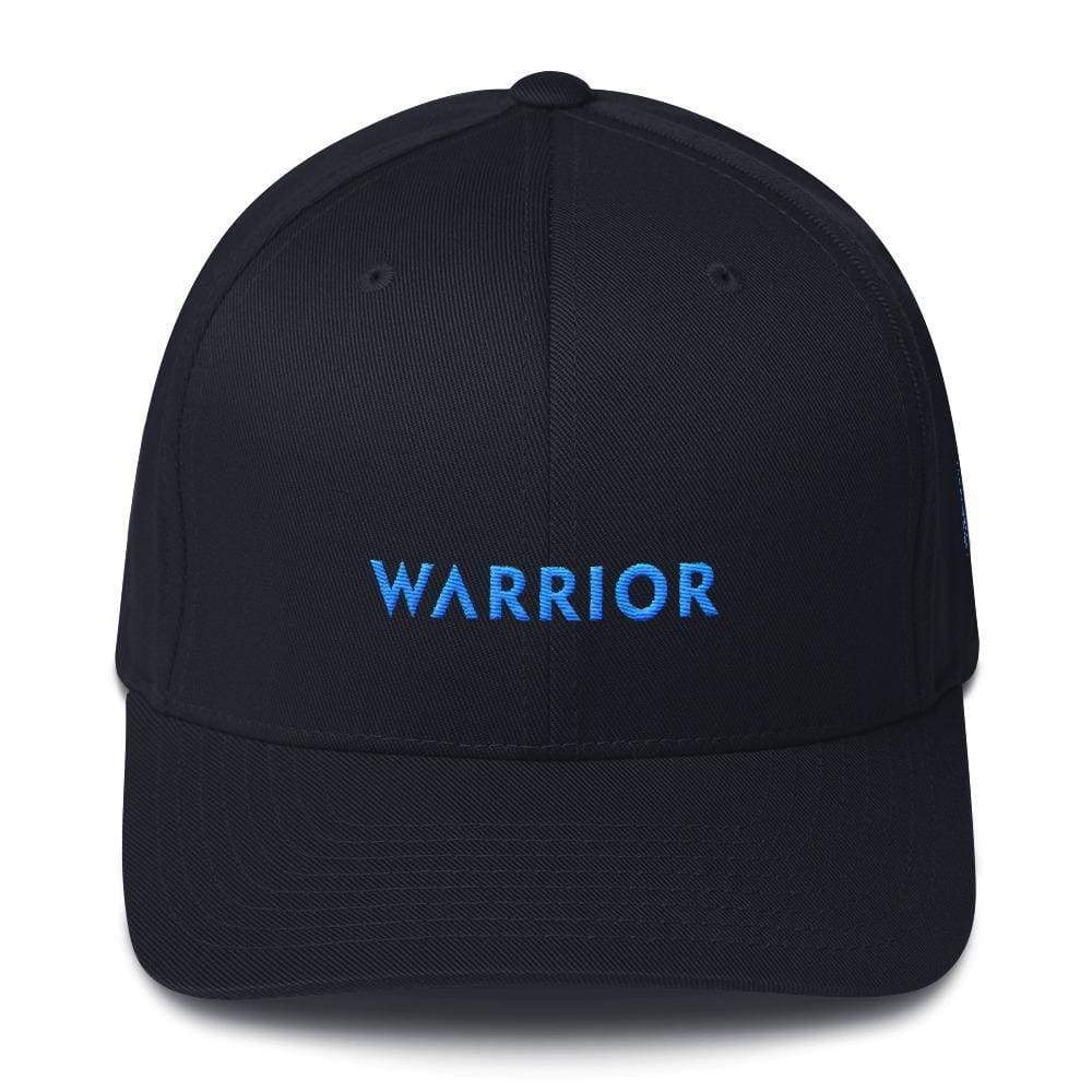 Prostate Cancer Awareness Hat With Warrior & Light Blue Ribbon On The Side - S/m / Dark Navy - Hats