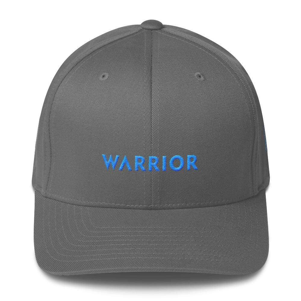 Prostate Cancer Awareness Hat With Warrior & Light Blue Ribbon On The Side - S/m / Grey - Hats