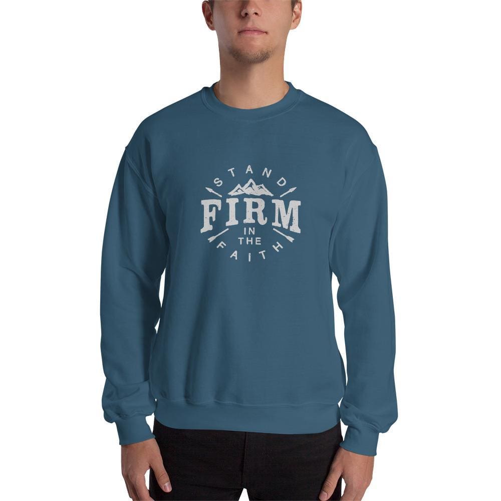 Stand Firm in the Faith Crewneck Sweatshirt - S / Indigo Blue - Sweatshirts