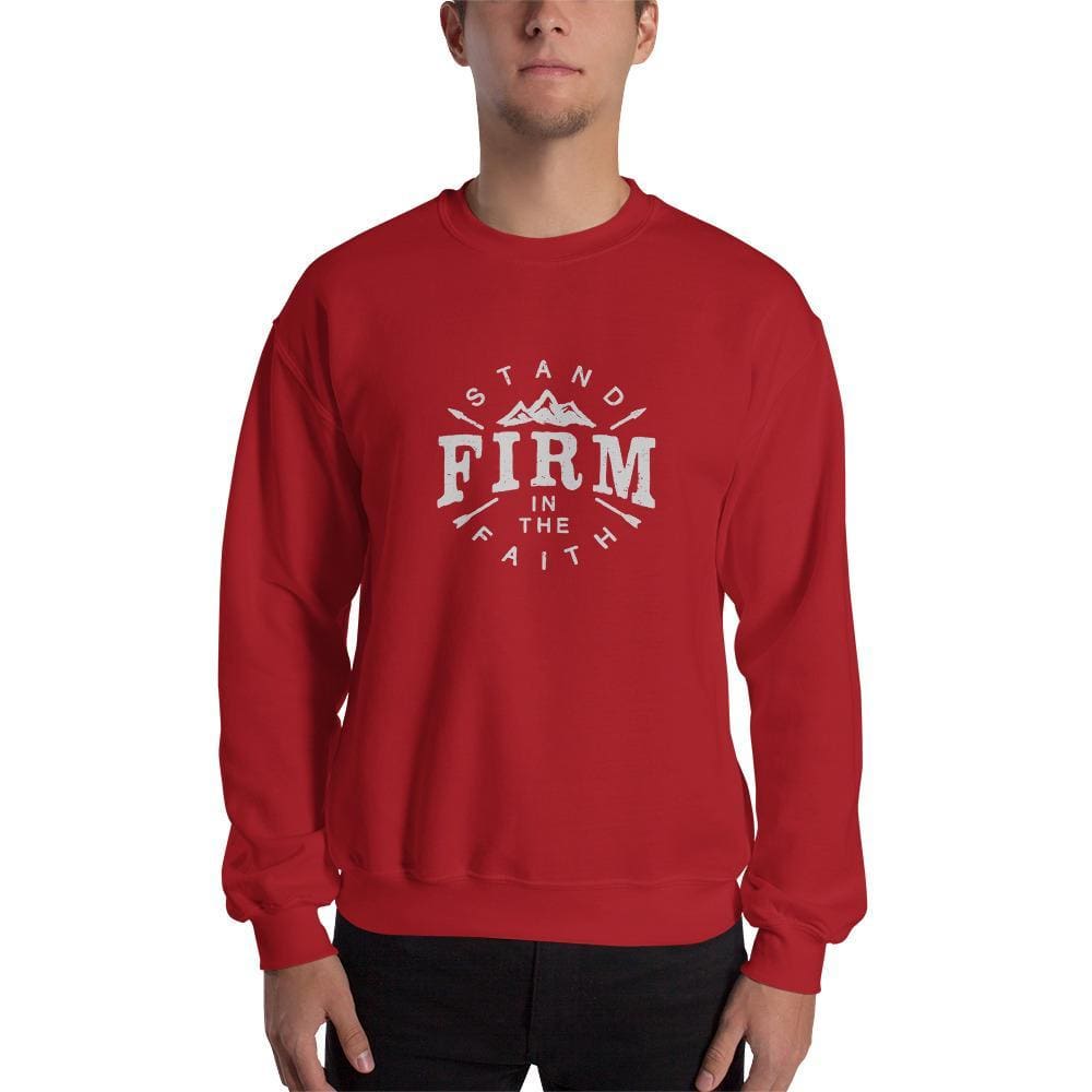 Stand Firm in the Faith Crewneck Sweatshirt - S / Red - Sweatshirts