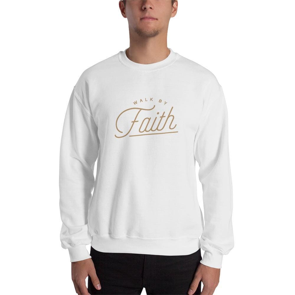 Walk by Faith Christian Sweatshirt - S / White - Sweatshirts