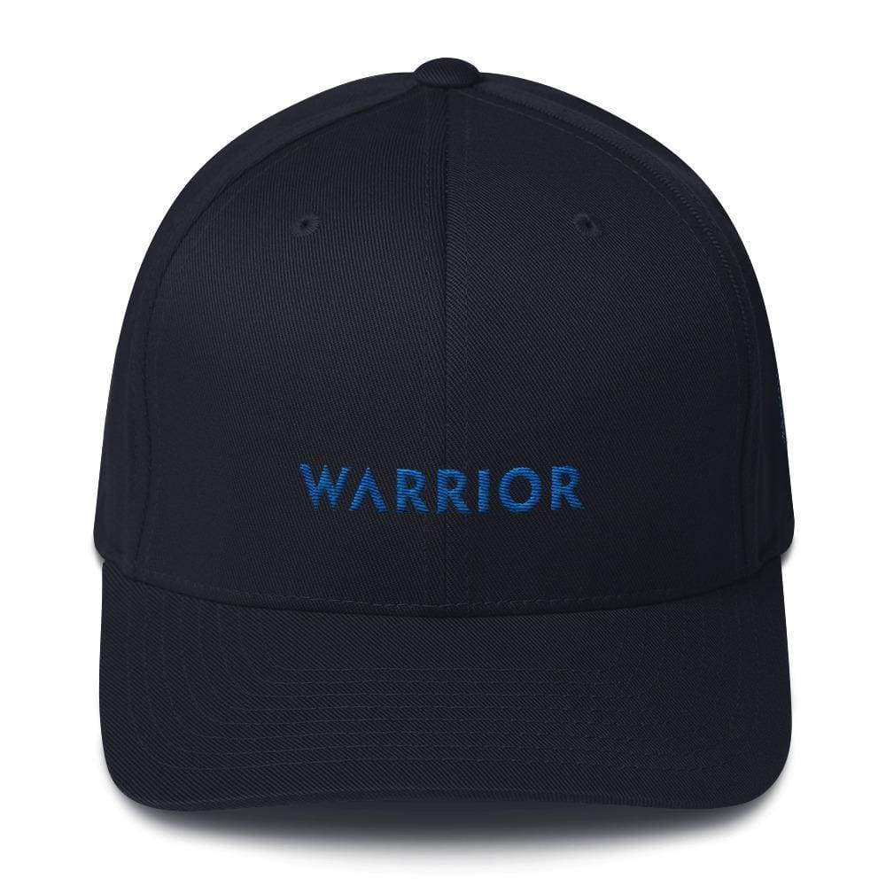Warrior & Colon Cancer Awareness Fitted Twill Baseball Hat with Dark Blue Ribbon