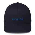 Warrior & Colon Cancer Awareness Fitted Twill Baseball Hat with Dark Blue Ribbon
