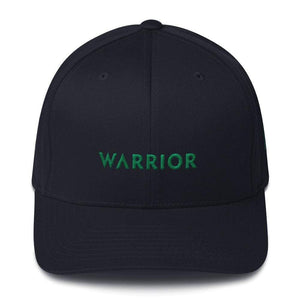 
            
                Load image into Gallery viewer, Warrior &amp;amp; Green Ribbon Fitted Twill Baseball Hat - S/m / Dark Navy - Hats
            
        
