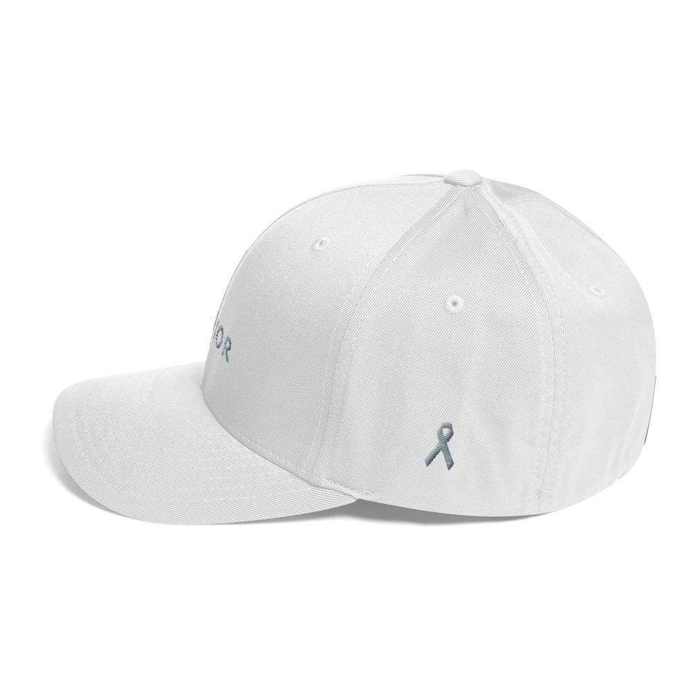 Warrior & Grey Ribbon Fitted Hat - Parkinsons And Brain Tumor Awareness - Hats