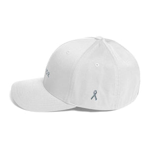 Warrior & Grey Ribbon Fitted Hat - Parkinsons And Brain Tumor Awareness - Hats