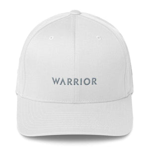 Warrior & Grey Ribbon Fitted Hat - Parkinsons And Brain Tumor Awareness - S/m / White - Hats