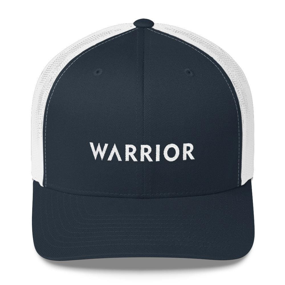 
            
                Load image into Gallery viewer, Warrior Snapback Trucker Hat - One-size / Navy/ White - Hats
            
        