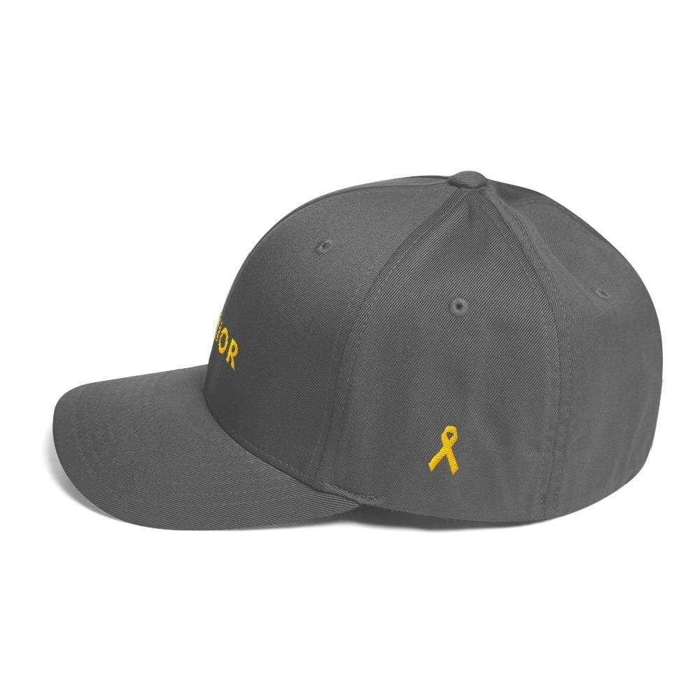 Warrior & Yellow Ribbon Twill Flexfit Fitted Hat For Sarcoma Suicide Prevention & Military Causes - Hats