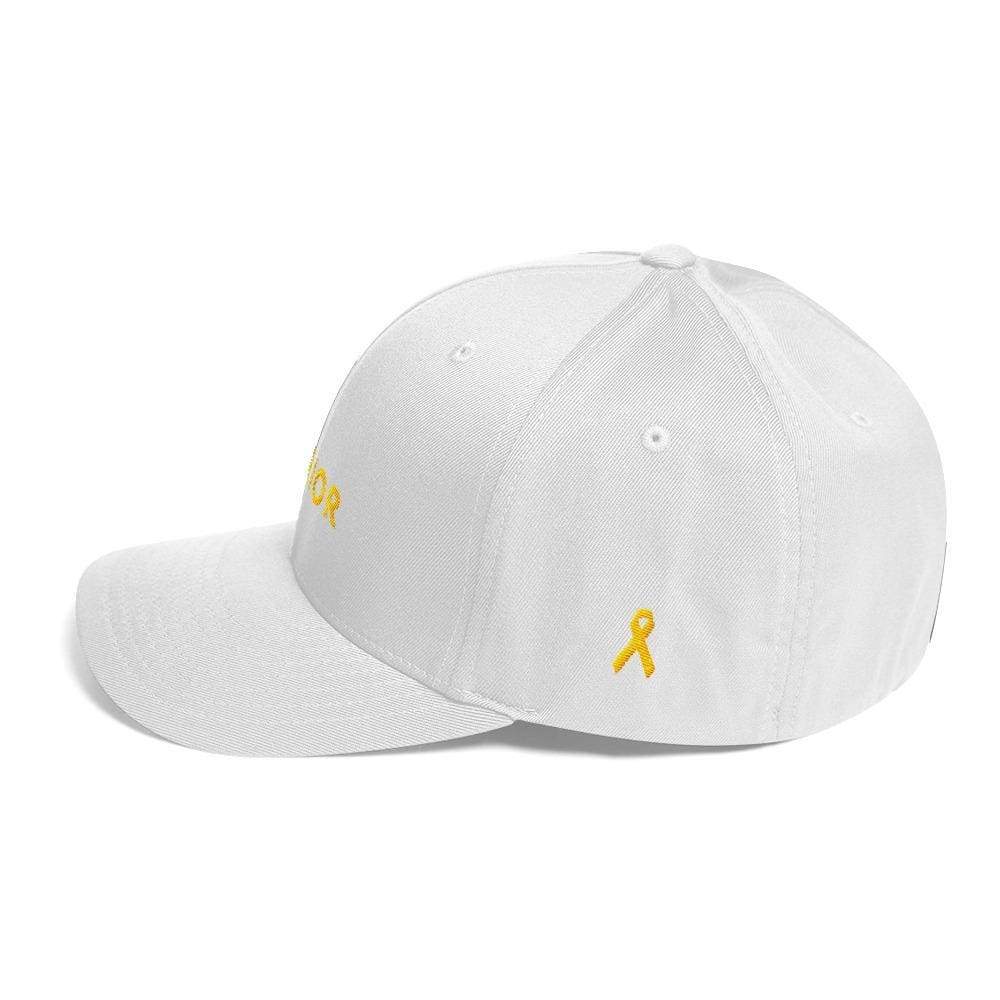 Warrior & Yellow Ribbon Twill Flexfit Fitted Hat For Sarcoma Suicide Prevention & Military Causes - Hats