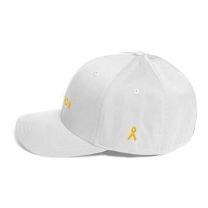 Warrior & Yellow Ribbon Twill Flexfit Fitted Hat For Sarcoma Suicide Prevention & Military Causes - Hats