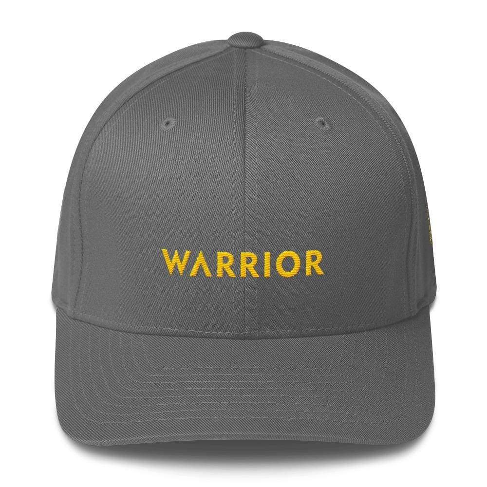 Warrior & Yellow Ribbon Twill Flexfit Fitted Hat For Sarcoma Suicide Prevention & Military Causes - S/m / Grey - Hats