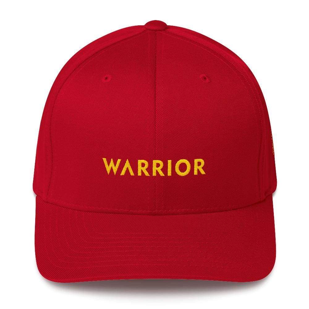 Warrior & Yellow Ribbon Twill Flexfit Fitted Hat For Sarcoma Suicide Prevention & Military Causes - S/m / Red - Hats