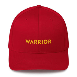 
            
                Load image into Gallery viewer, Warrior &amp;amp; Yellow Ribbon Twill Flexfit Fitted Hat For Sarcoma Suicide Prevention &amp;amp; Military Causes - S/m / Red - Hats
            
        