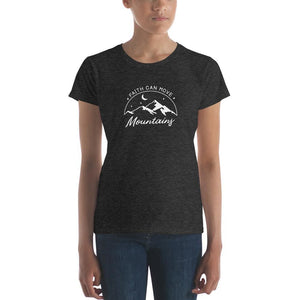 Womens Faith Can Move Mountains Christian T-Shirt - S / Heather Dark Grey - T-Shirts