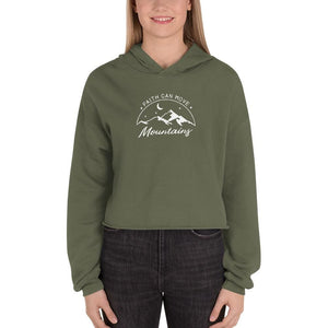Womens Faith Can Move Mountains Crop Hoodie - S / Military Green - Sweatshirts