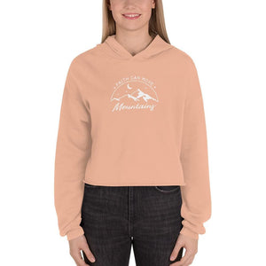 
            
                Load image into Gallery viewer, Womens Faith Can Move Mountains Crop Hoodie - S / Peach - Sweatshirts
            
        