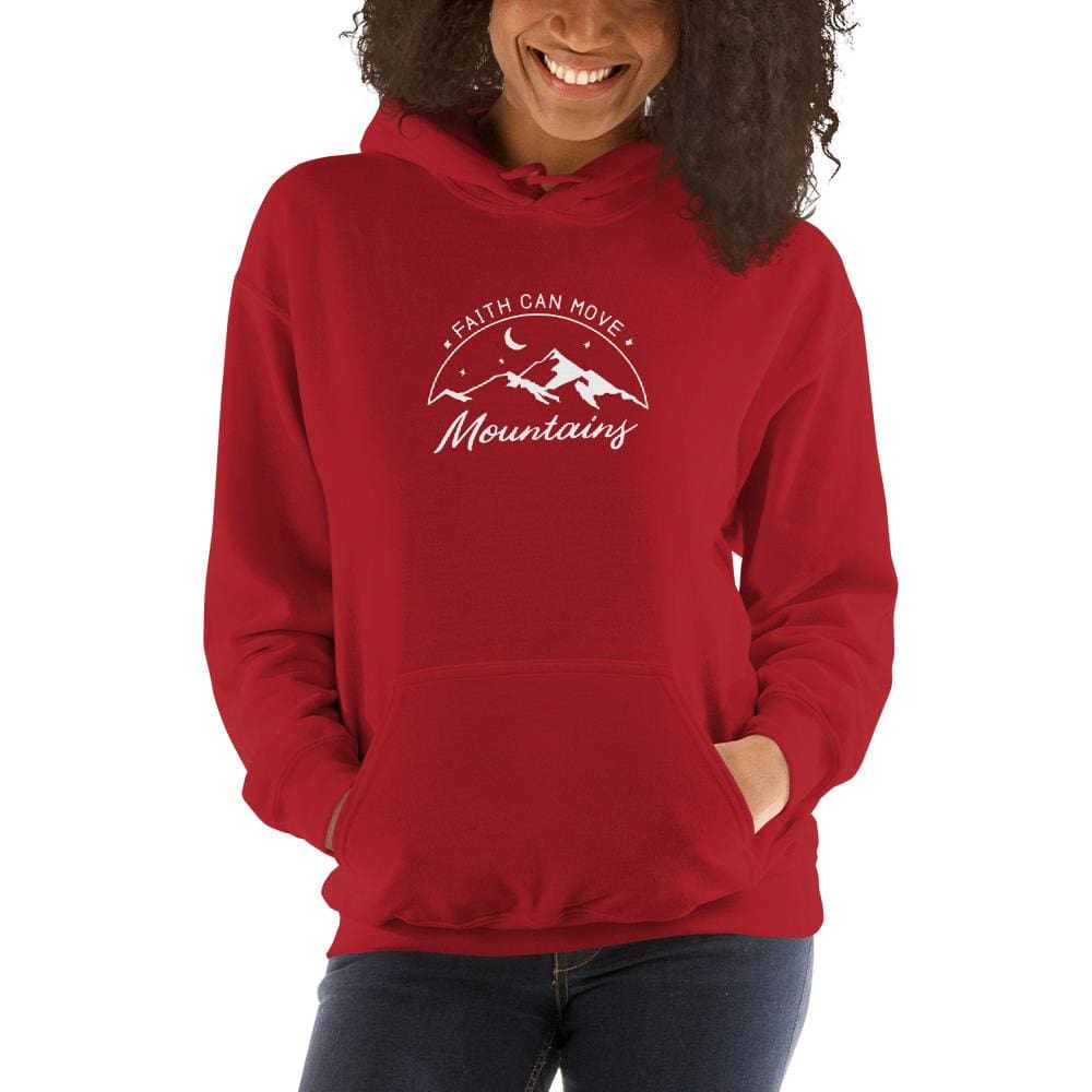 Womens Faith Can Move Mountains Hoodie Sweatshirt - S / Red - Sweatshirts