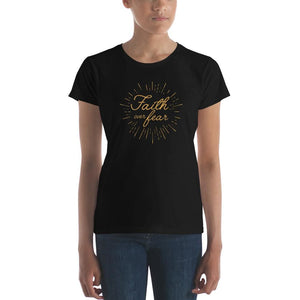 Womens Faith over Fear Burst Christian T-Shirt - S / Black - T-Shirts