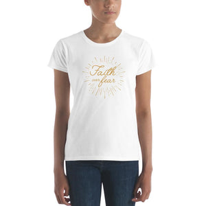 Womens Faith over Fear Burst Christian T-Shirt - S / White - T-Shirts