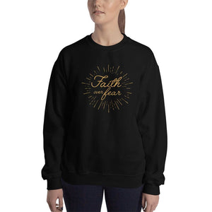 
            
                Load image into Gallery viewer, Womens Faith over Fear Christian Crewneck Sweatshirt - S / Black - Sweatshirts
            
        