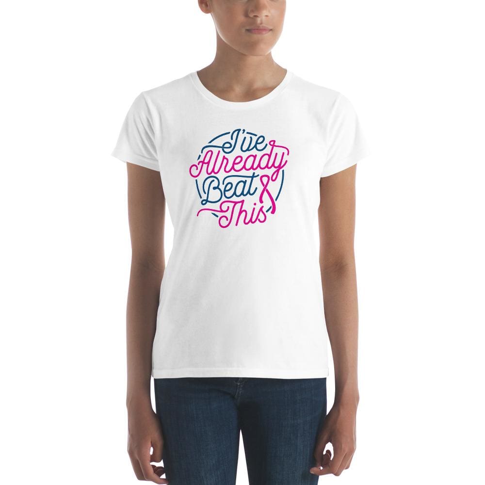 
            
                Load image into Gallery viewer, Womens Ive Already Beat This Breast Cancer Awareness Shirt - S / White - T-Shirts
            
        