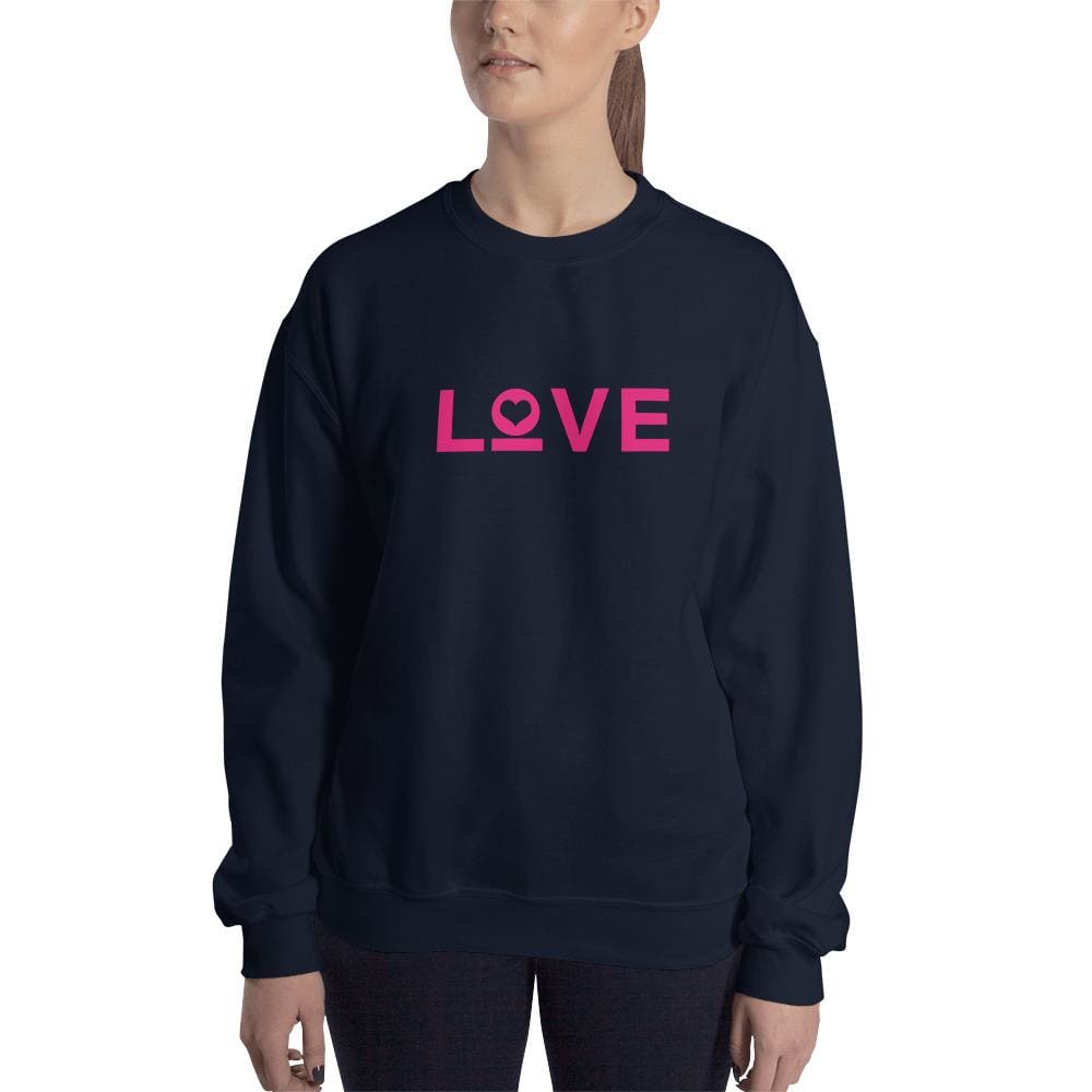Womens Love Heart Crewneck Sweatshirt - S / Navy - Sweatshirts